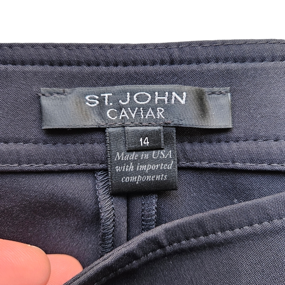 St. John Caviar Straight Leg Trousers size 14 - Picture 3 of 6